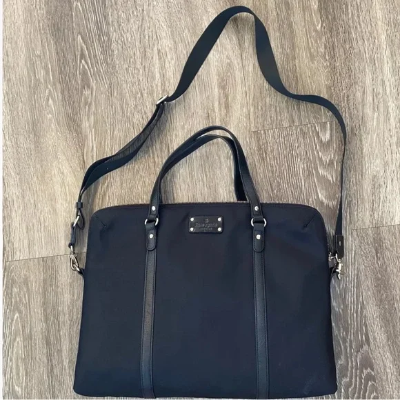 Women's‎ Minimalist Laptop Computer Bag in Black w Adjustable Strap